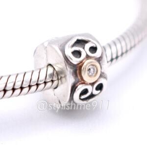 RARE - Authentic Pandora Double Heart Diamond Clip - 790382D